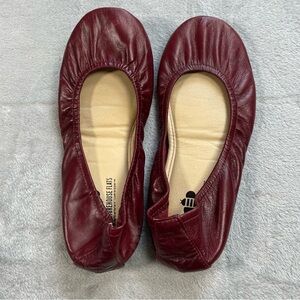 The Storehouse Flats Foldable Leather Ballet Flats Burgundy 7